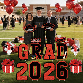 FurniCore graduation yard signs cap clusters create festive focal points for front-yard ceremonies