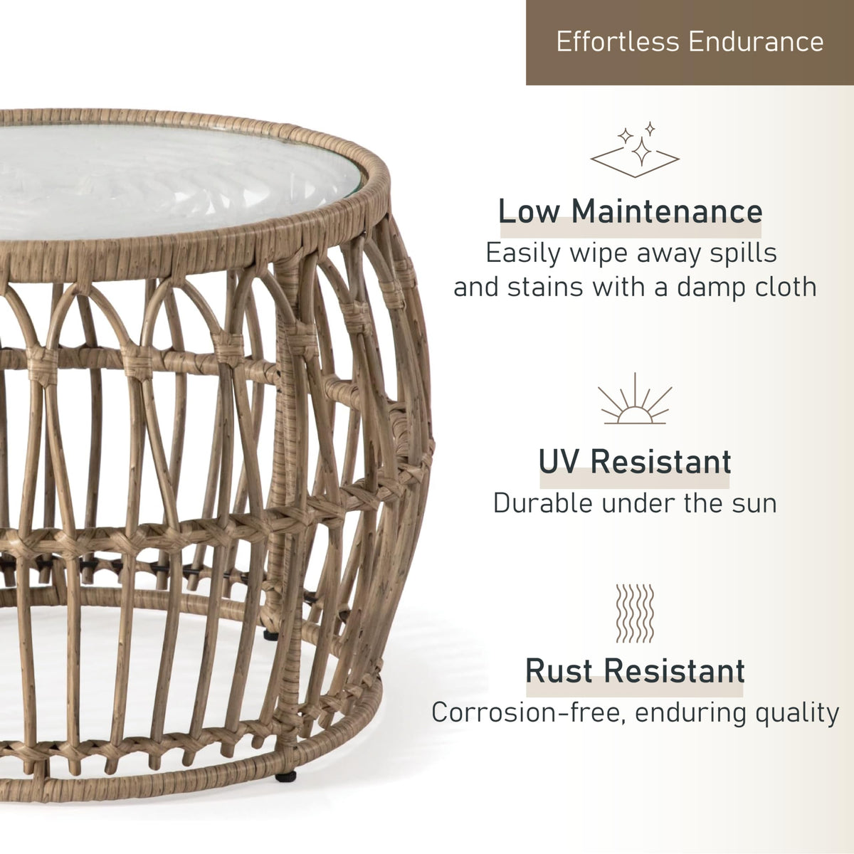 Furniture of America Ysar table close-up showing tempered glass top