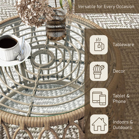 Furniture of America Ysar boho table in garden setup for conversation area