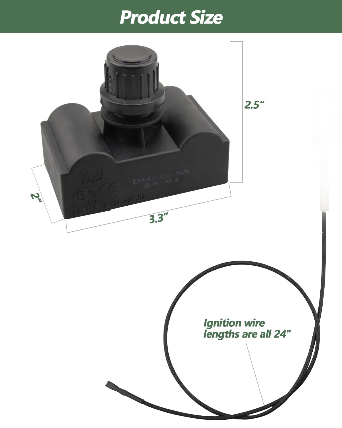Ignition wires with 18.3 and 24 inch lengths for versatile setups