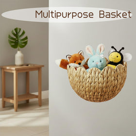 Furrywise space-saving wall basket helps tidy surfaces while adding natural decor.