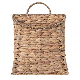 Furrywise Water Hyacinth hanging basket closeup weave shows natural texture for rustic decor.