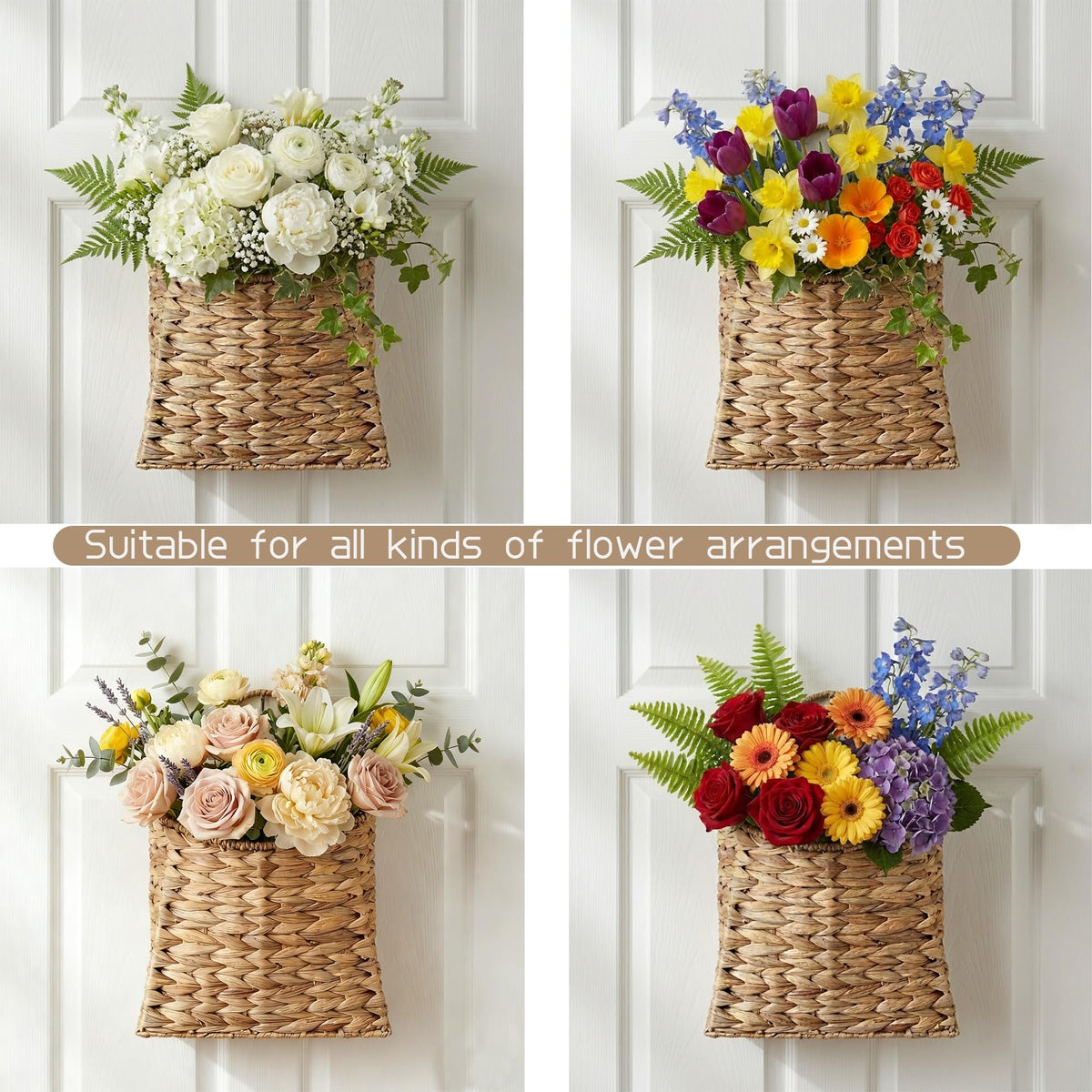 Furrywise Water Hyacinth hanging basket wall-display with greenery highlights versatile home accent.