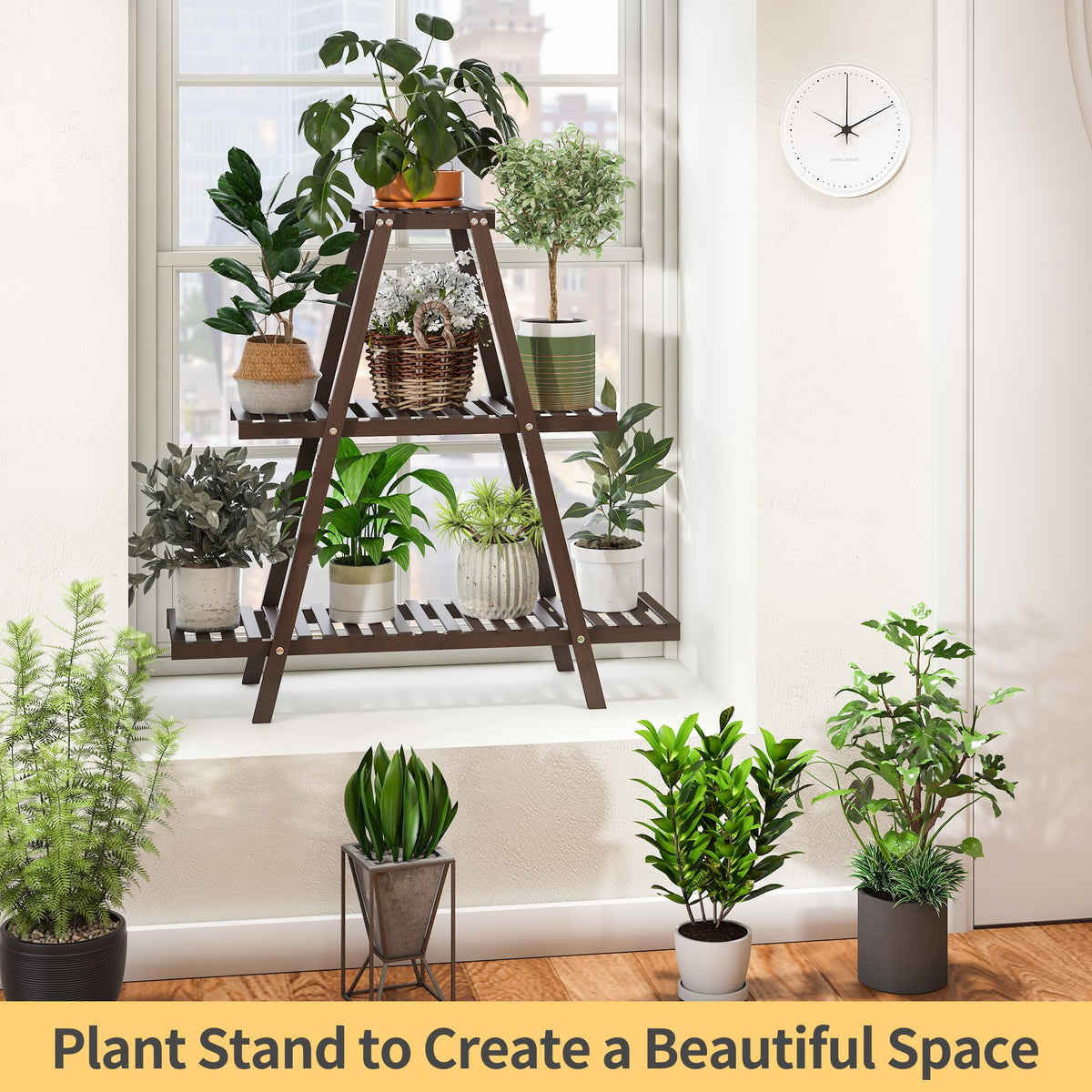 Furshus 8-pot capacity plant stand keeps greenery visible and organized