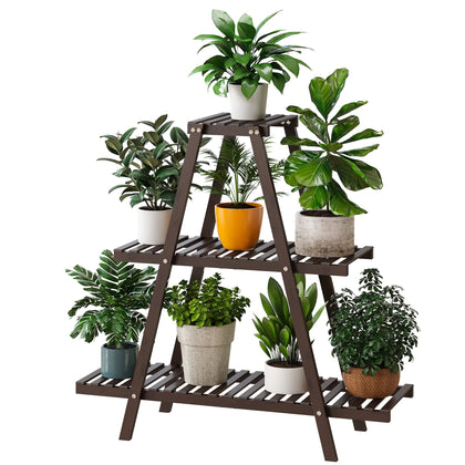 Furshus bamboo plant stand 3-tier keeps pots organized and easy to access