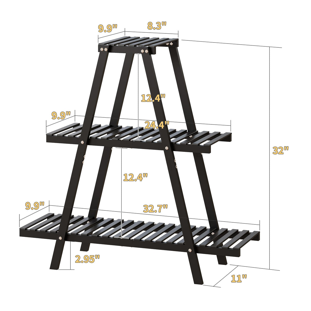 Side view of the Furshus stand showing the stable triangular frame.