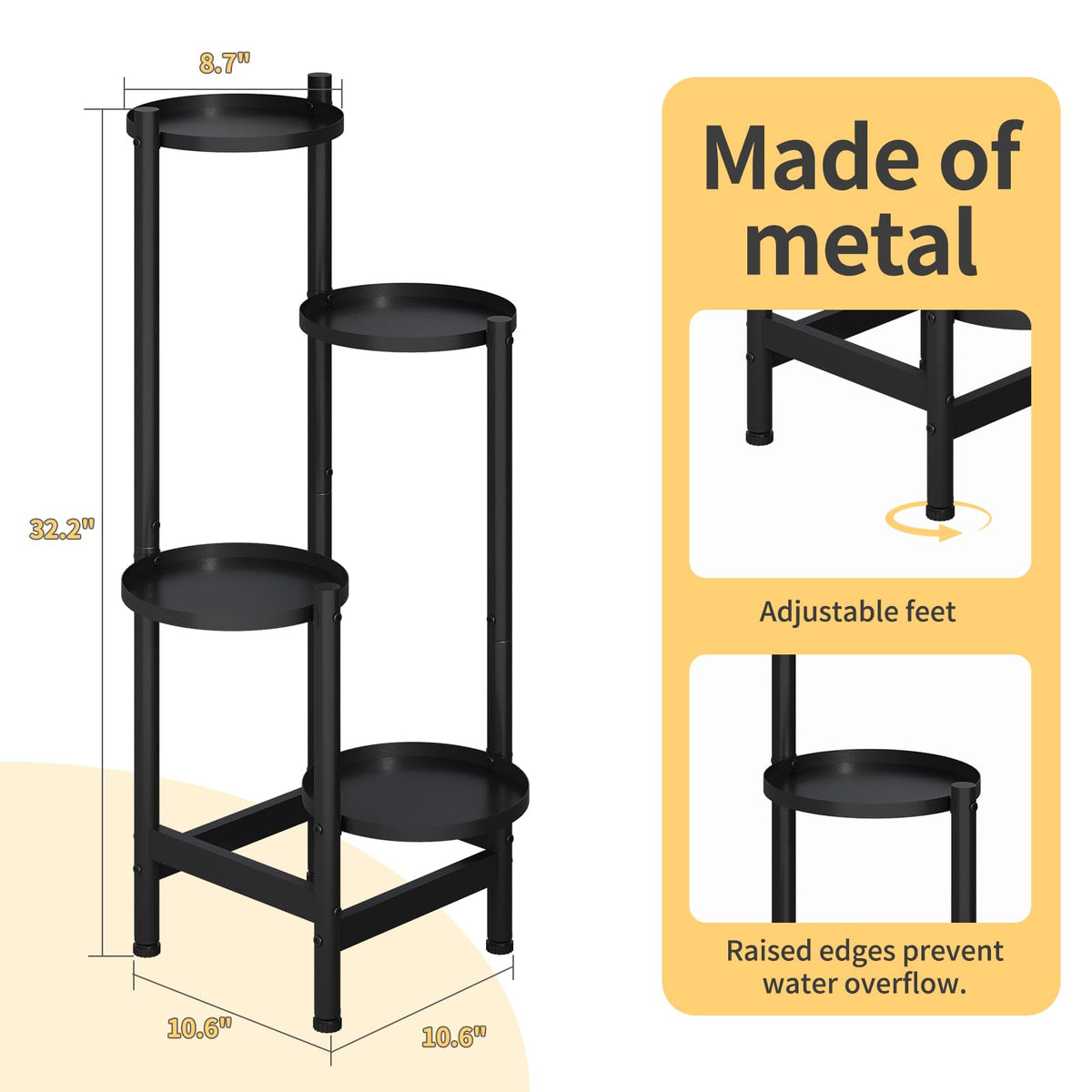 Furshus indoor-outdoor metal plant shelf keeps plants accessible.