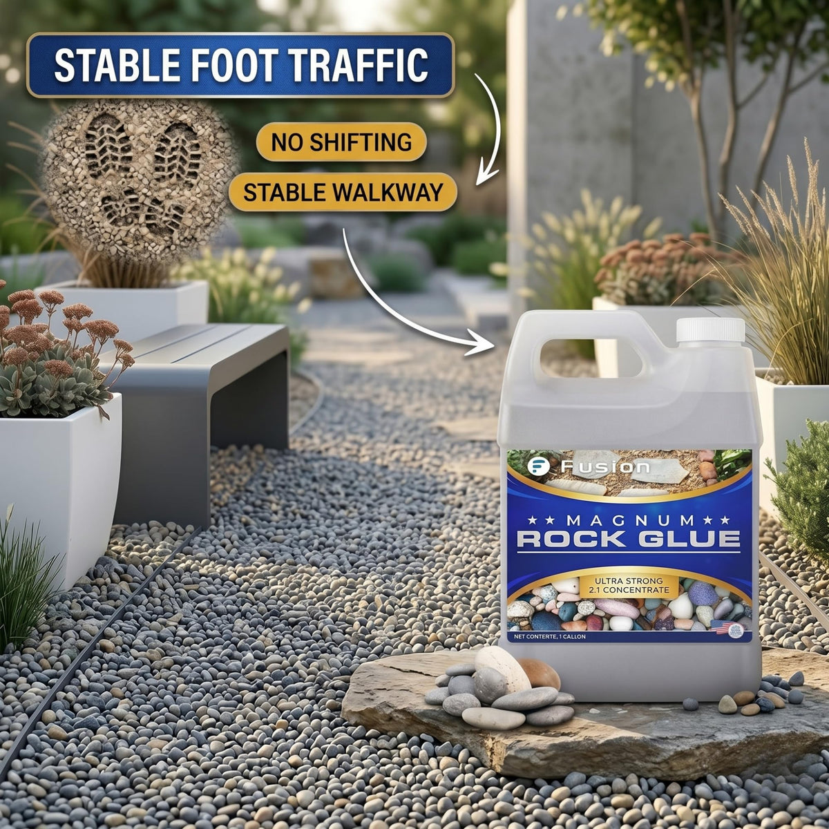 Magnum Rock Glue dry stone application secures stones quickly