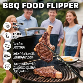 Fusionara Meat Hook Flipper with long heat-resistant handle for easy reach.
