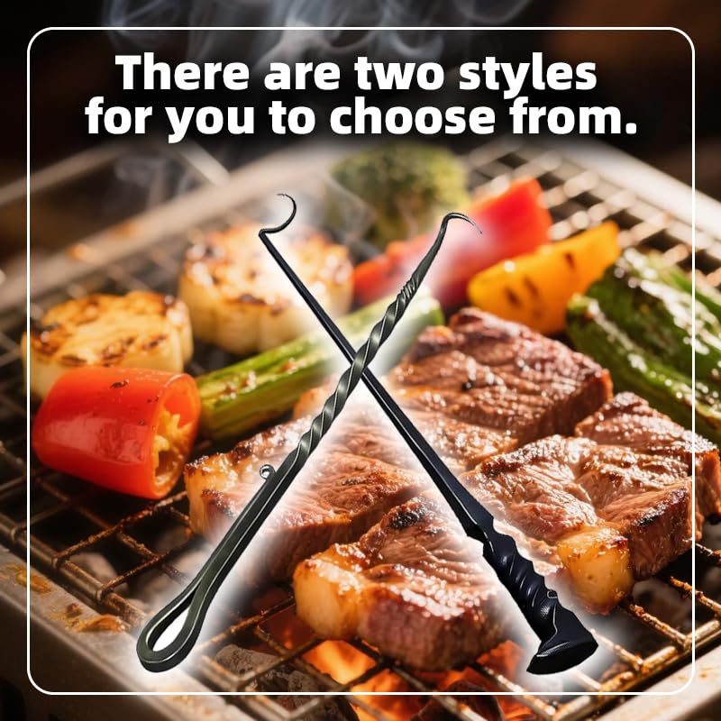 Fusionara Pigtail Hook Flipper shown in action during grilling.