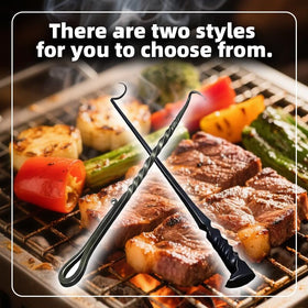 Fusionara Pigtail Hook Flipper shown in action during grilling.