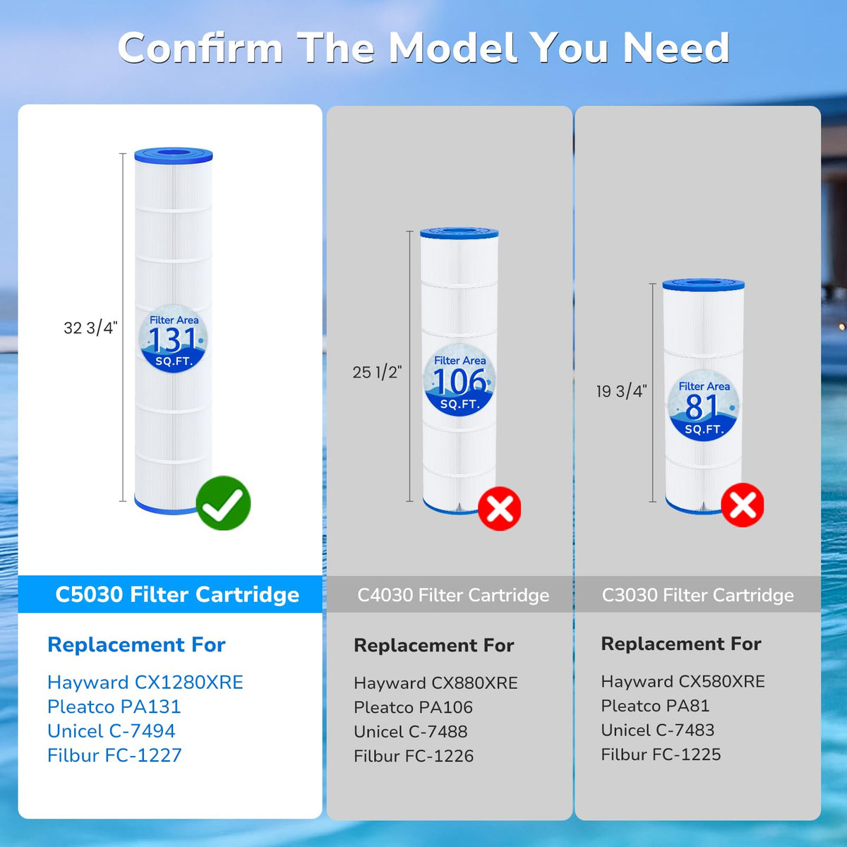 Future Way C5030 debris filtration captures leaves and hair for cleaner water