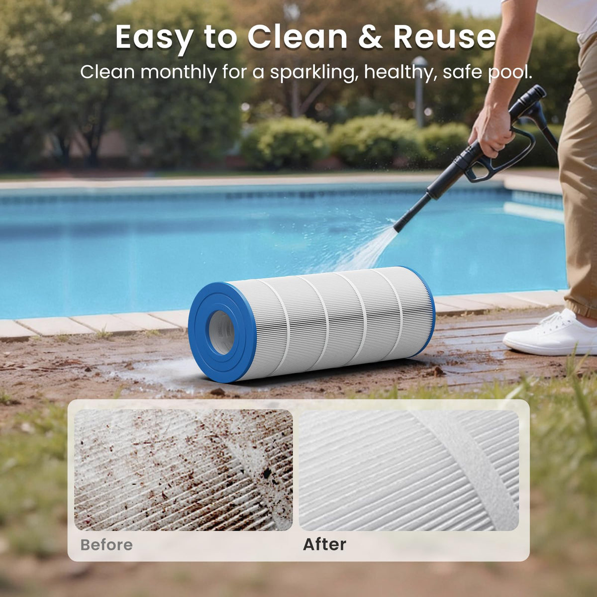 Future Way CS150 dense pleats maximize debris removal.