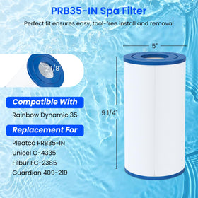 Future Way PRB35-IN NSF-certified filter with safe materials for spa use.