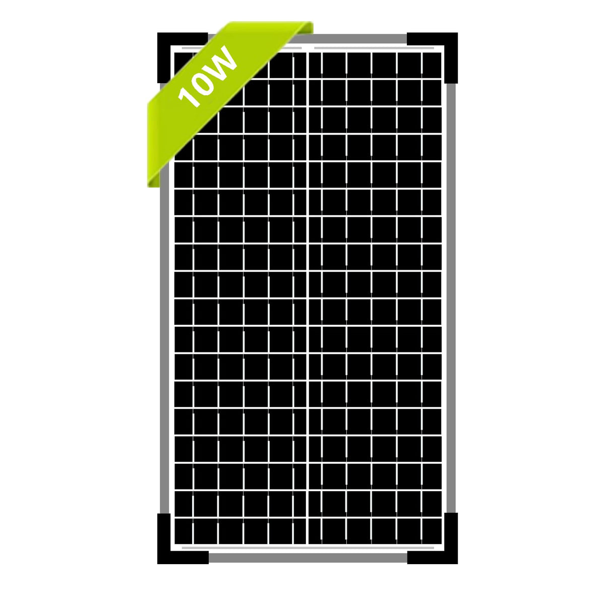 Futuresolar 12V 10W panel front view highlighting compact monocrystalline design for portability.