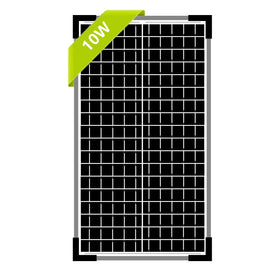 Futuresolar 12V 10W panel front view highlighting compact monocrystalline design for portability.