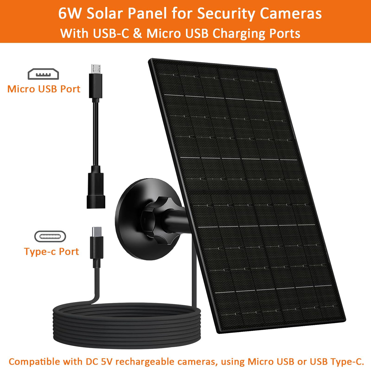 FUTUREZEN 6W solar panel mounted on a roof for continuous charging.