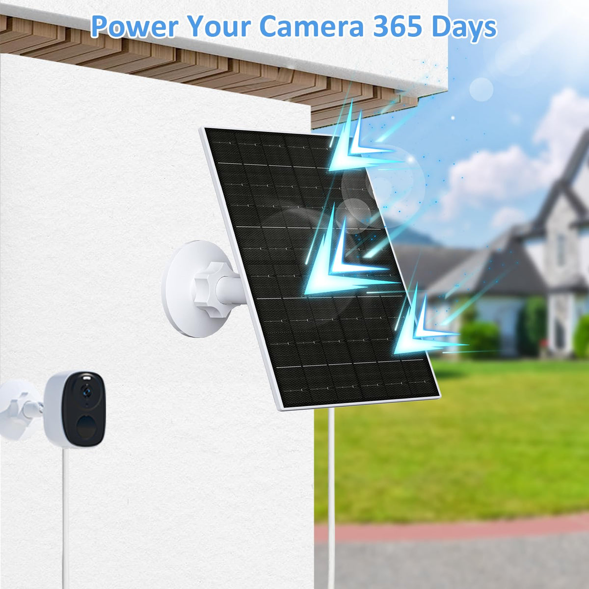 FutureZEN solar panel with nine-point-eight-foot cable simplifies outdoor installation.