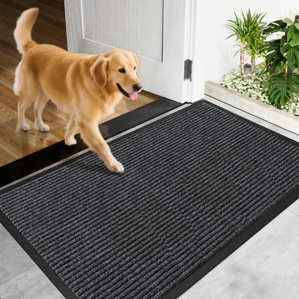 Futurwit door mat non-slip rubber backing holds in place on wet surfaces