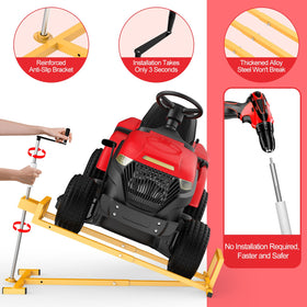 Fuvautu lawn tractor lift drill-mode operation shows faster lifting capability.
