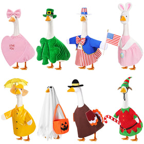 FuWeave 8-Set goose outfits on a 23-inch lawn goose enhance curb appeal.