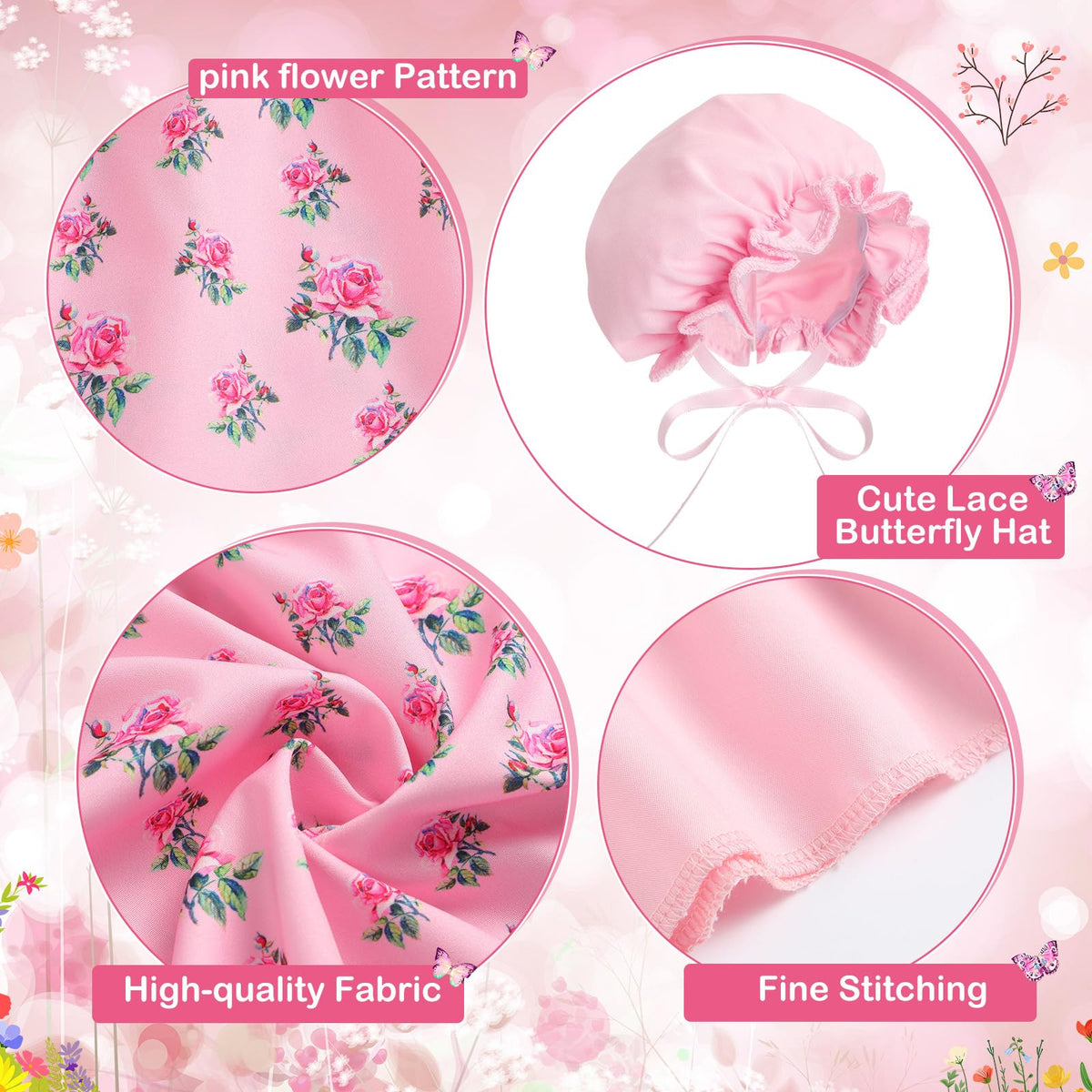 Close-up of the pink floral fabric on FuWeave goose clothes from the back view