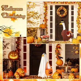 FuWeave Halloween goose costume on a 23-inch lawn statue creates spooky garden accents.