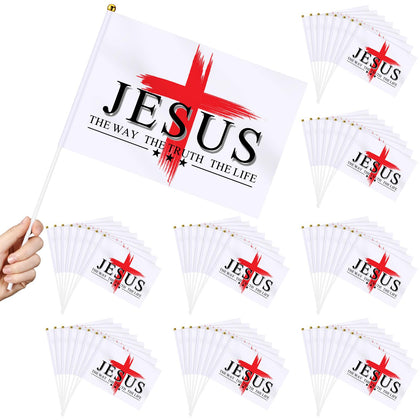 FuWeave Jesus flag 8x12 handheld with stick for easy waving during services
