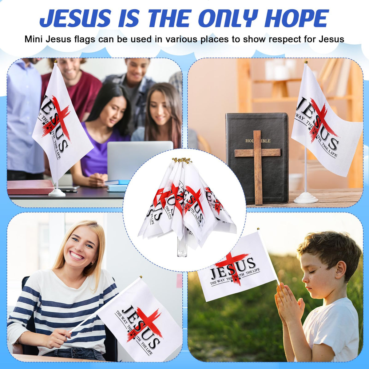 FuWeave Jesus flag parade display for Holy Week events and parades