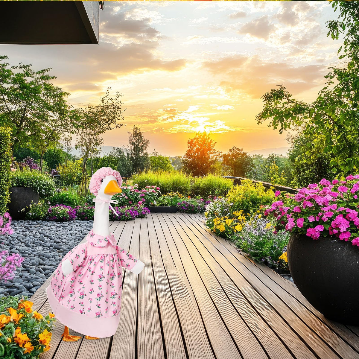 Durable fabric texture of FuWeave outdoor goose clothing for lawn decor