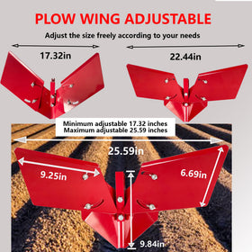FUYEAR furrower plow wings extended for precise furrowing and deeper soil engagement