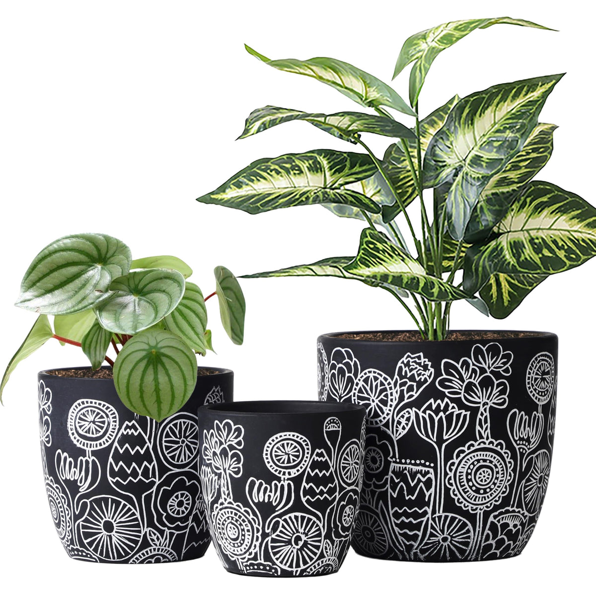 FUYHE Terracotta Pots with large floral pattern for elegant indoor displays.