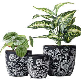 FUYHE Terracotta Pots with large floral pattern for elegant indoor displays.