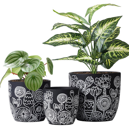 FUYHE Terracotta Pots with large floral pattern for elegant indoor displays.