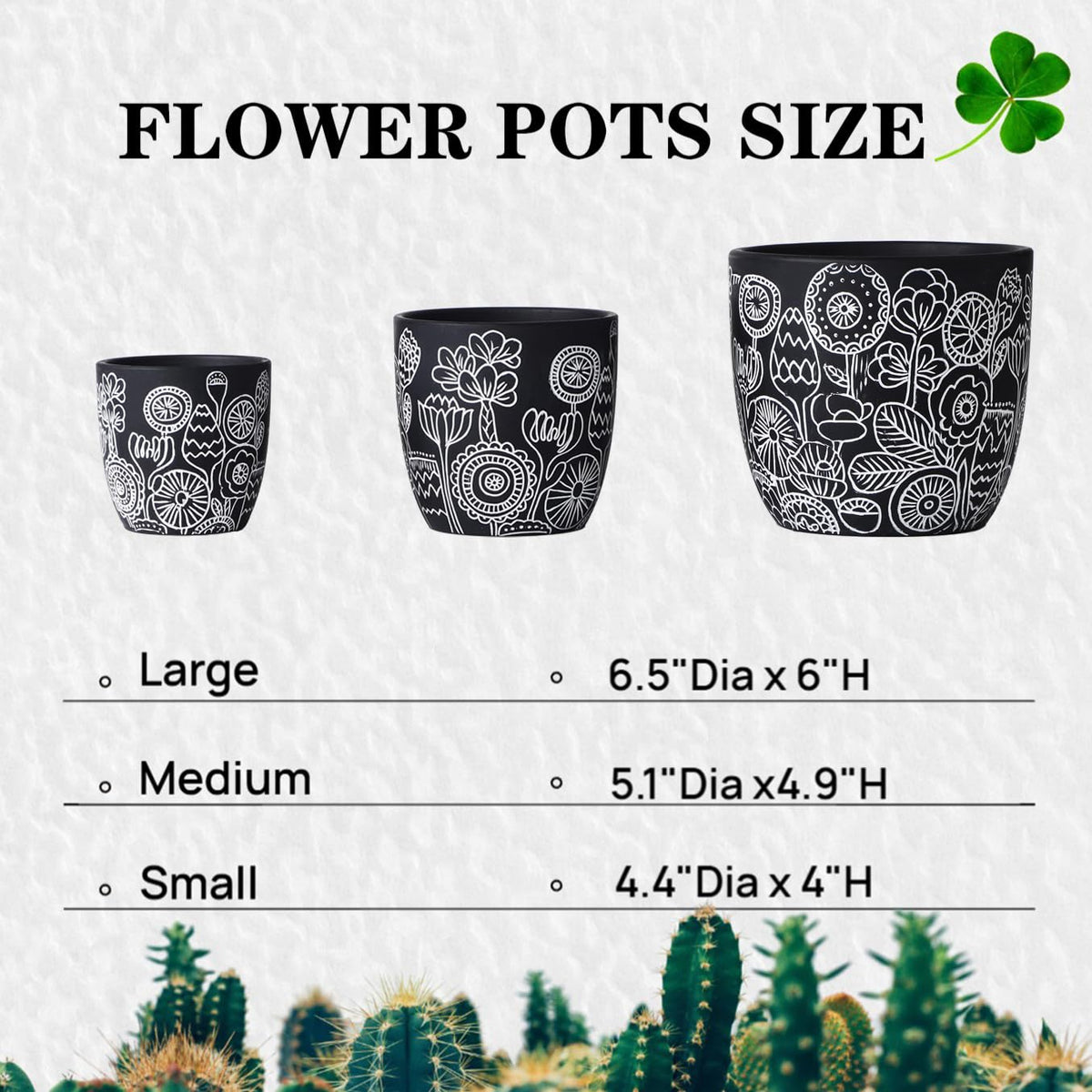 FUYHE Matte-black finish pots highlight greens with modern boho flair.