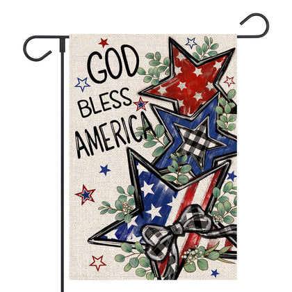 FUYUCHEN 4th of July garden flag in outdoor scene with double-sided readable design