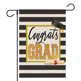 FUYUCHEN Congrats Grad flag with diploma cap design for outdoor graduation decor