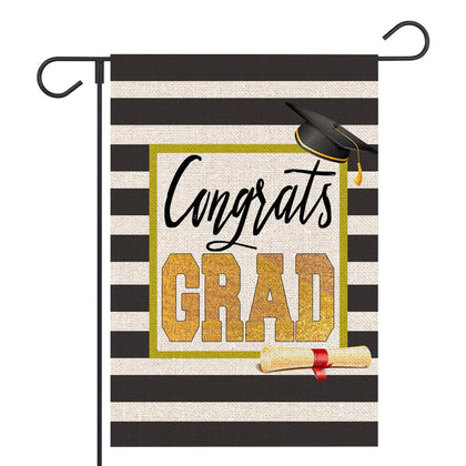 FUYUCHEN Congrats Grad flag with diploma cap design for outdoor graduation decor