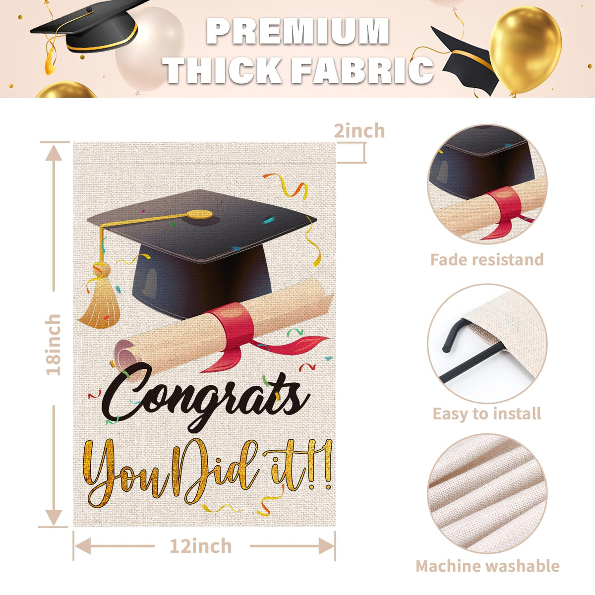 FUYUCHEN Congrats Grad flag shown with garden flag stand