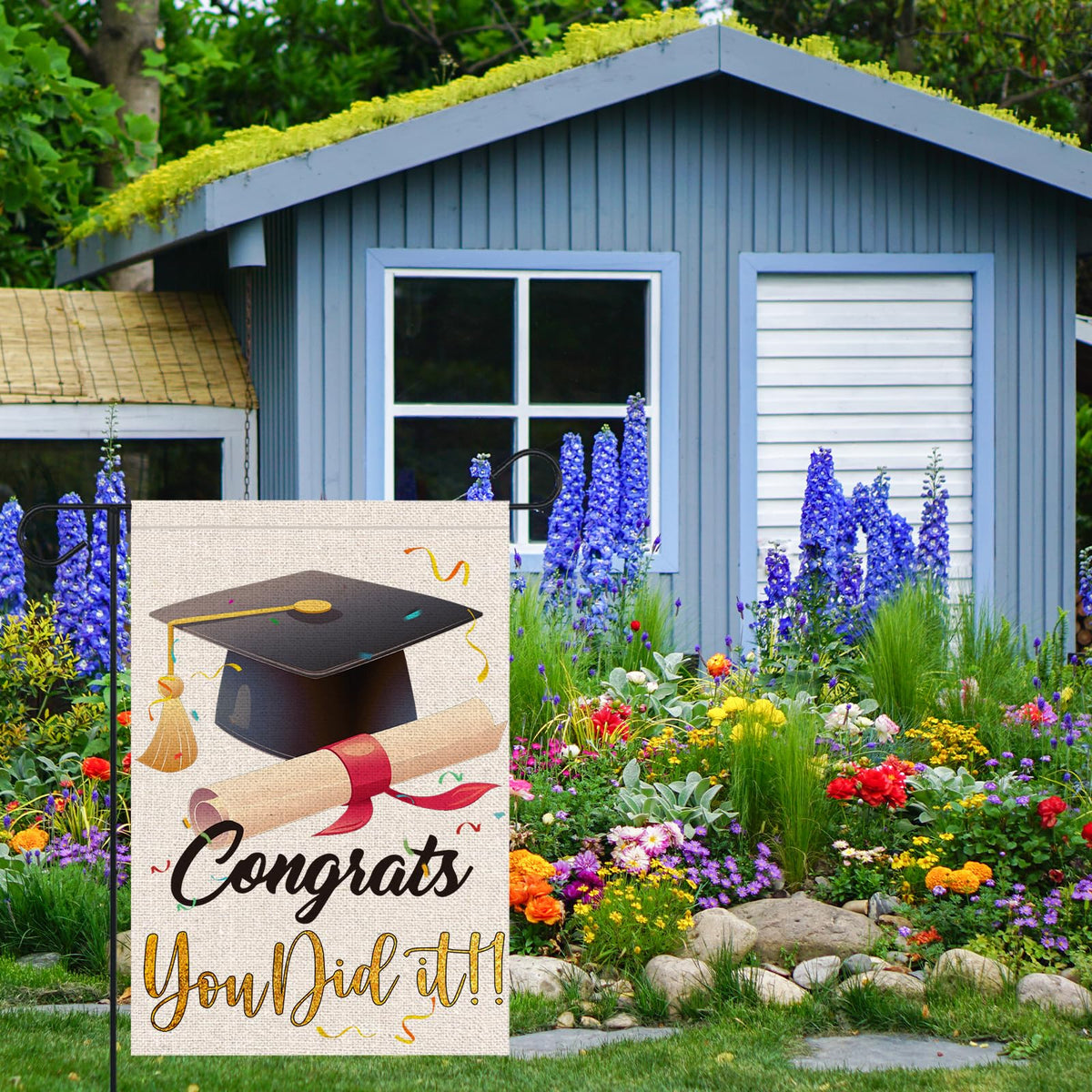 FUYUCHEN Congrats Grad flag yard display for outdoor decoration