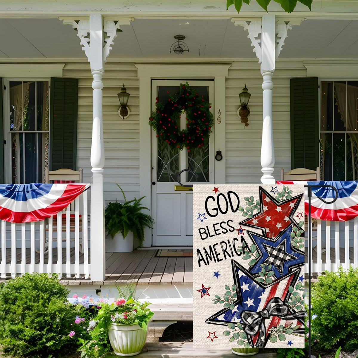 FUYUCHEN double-sided garden flag displayed outdoors for high visibility