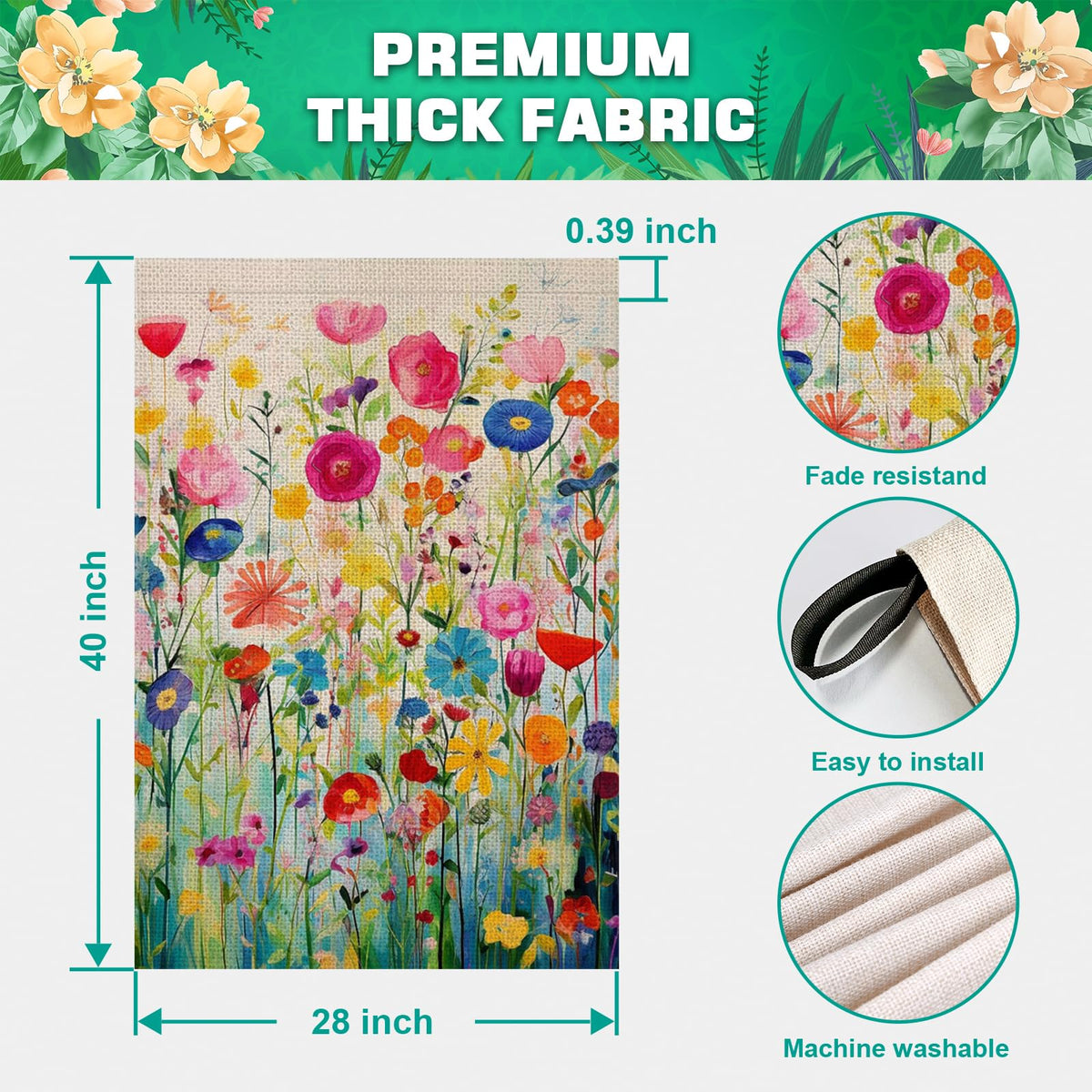 FUYUCHEN Large 28x40 inch flag stands out in lawns and decks.
