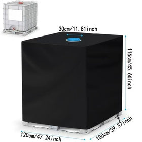 Fuzfaer IBC tote cover with drawstring closure securing against wind.