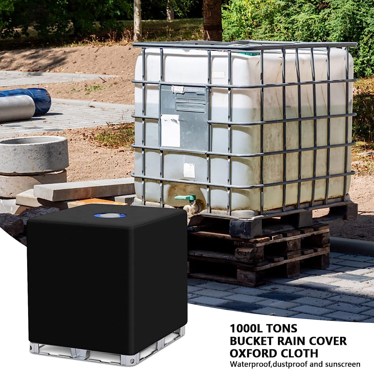 Fuzfaer tote cover for 275 gallon tanks enhances durability.