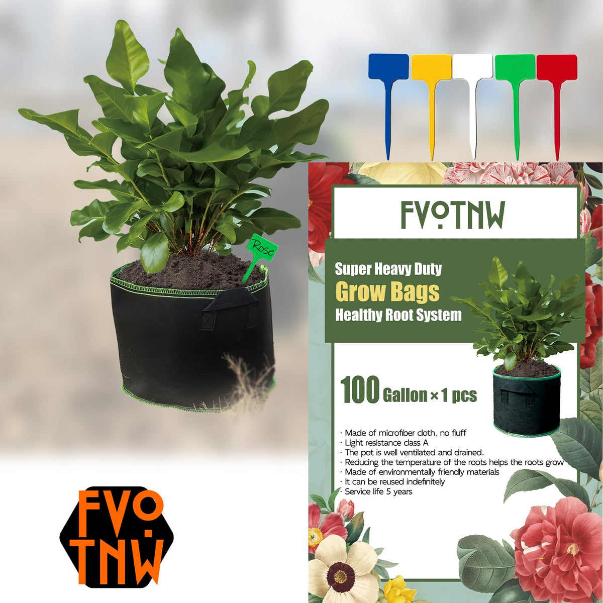 FVOTNW grow bag handle close-up shows sturdy support