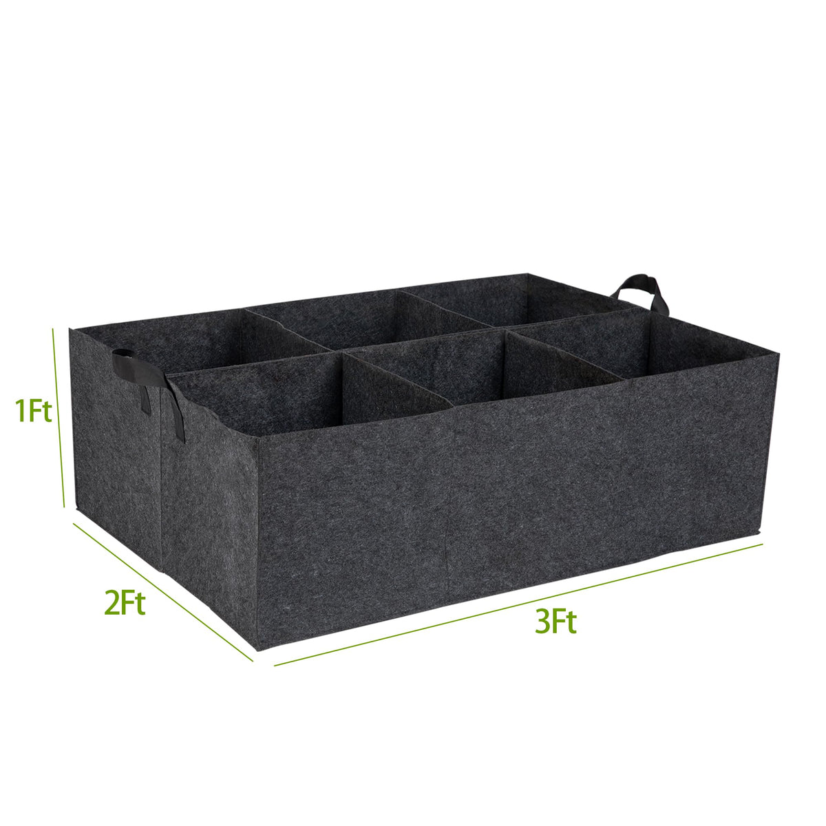 FVOTNW square grow bag with six compartments for separate crops