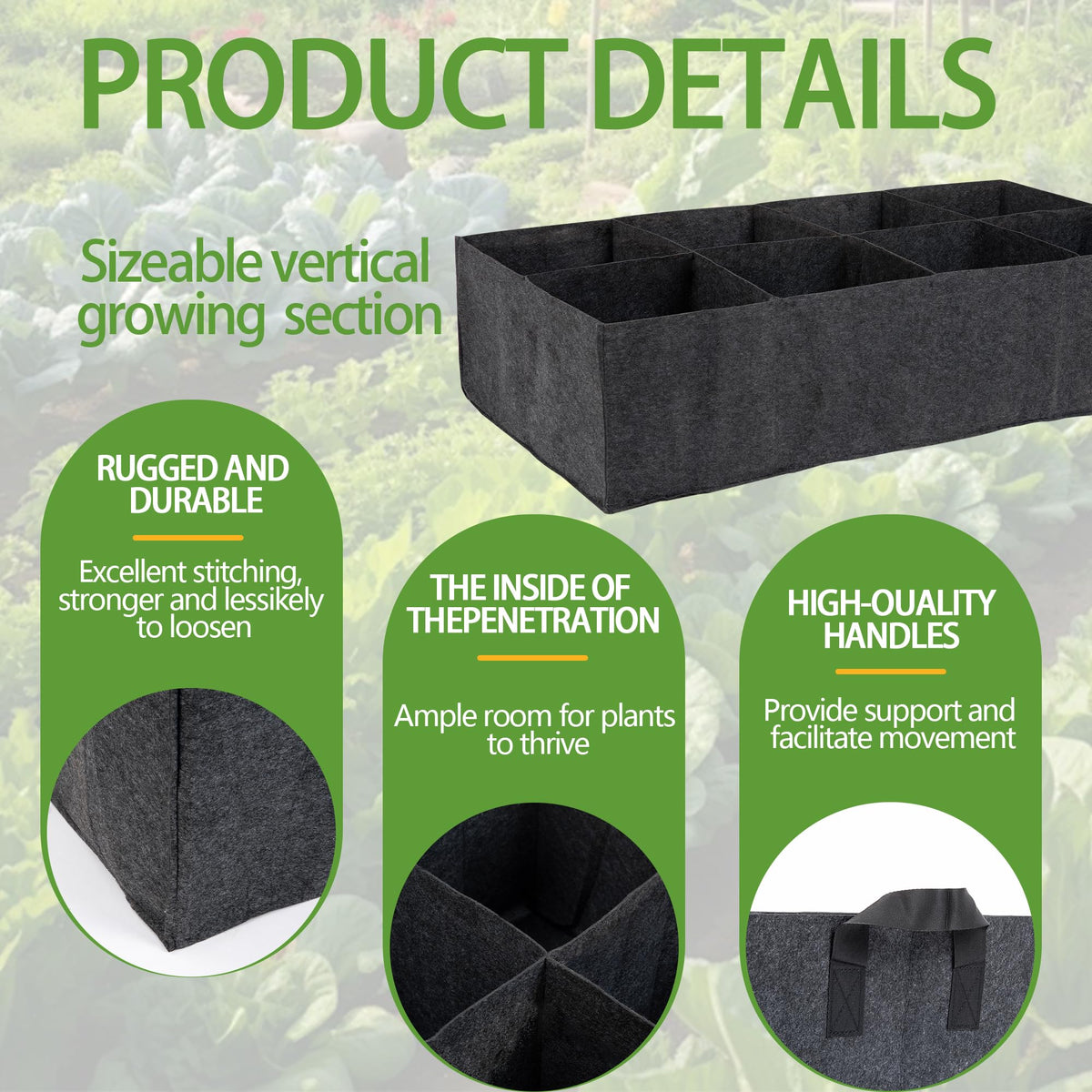 FVOTNW square grow bag with handles enables easy relocation to sun