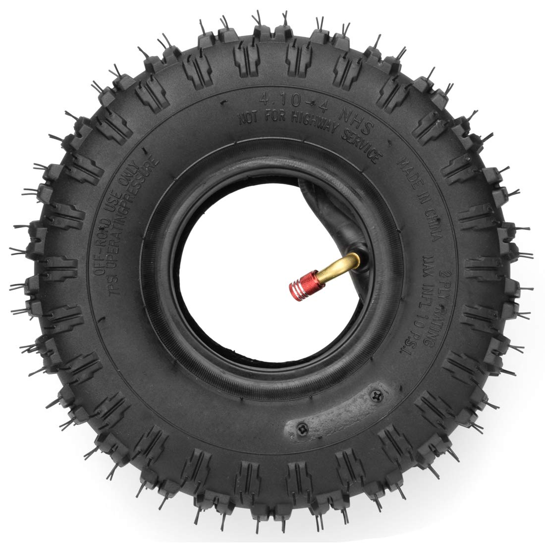 FVRITO 410-4 tire on hand truck ready for replacement.