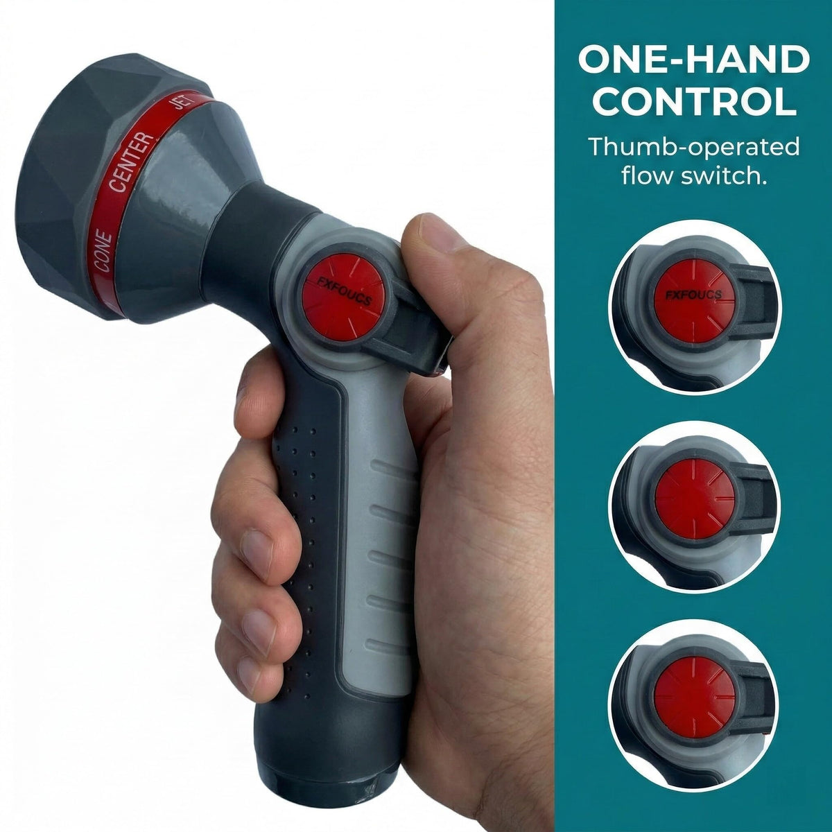 FXFOUCS screw-on attachment ensures secure, leak-free hose connection.