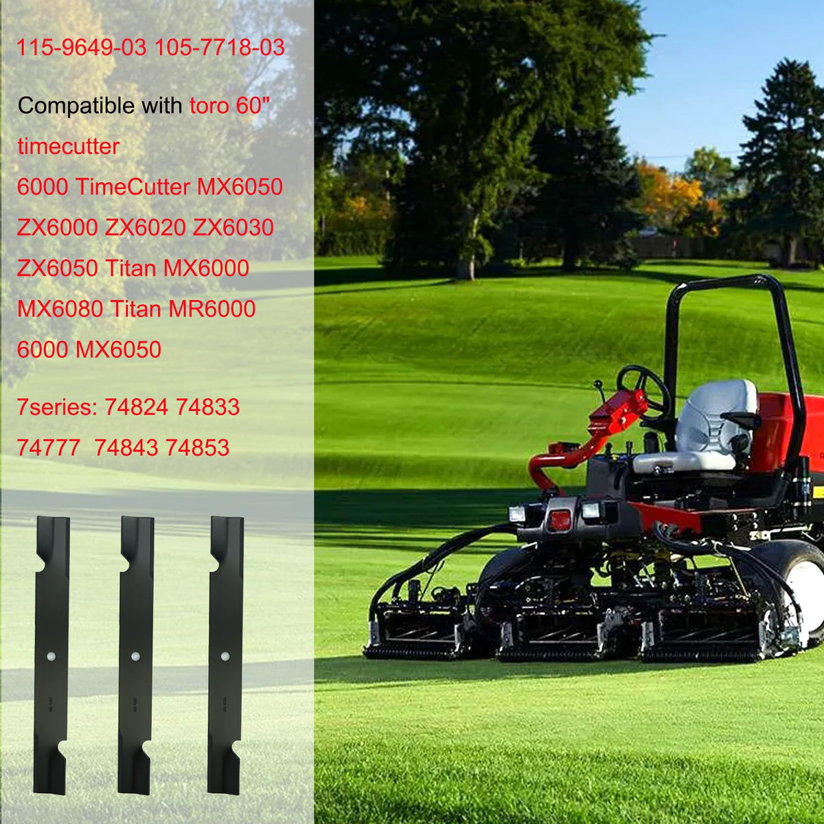 Fxsmgdy 115-9649-03 20-5-inch blade cutting edge in action on thick grass.